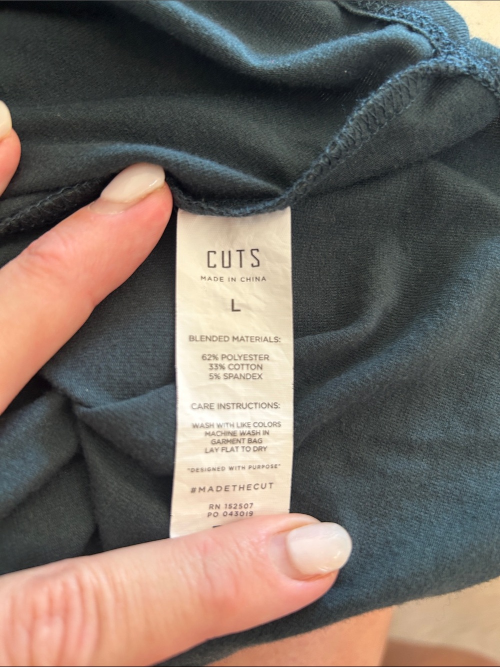 CUTS Clothing Elongated Henley T-Shirt Men’s Large Slate Blue Curve Hem Stretch - Picture 5 of 5